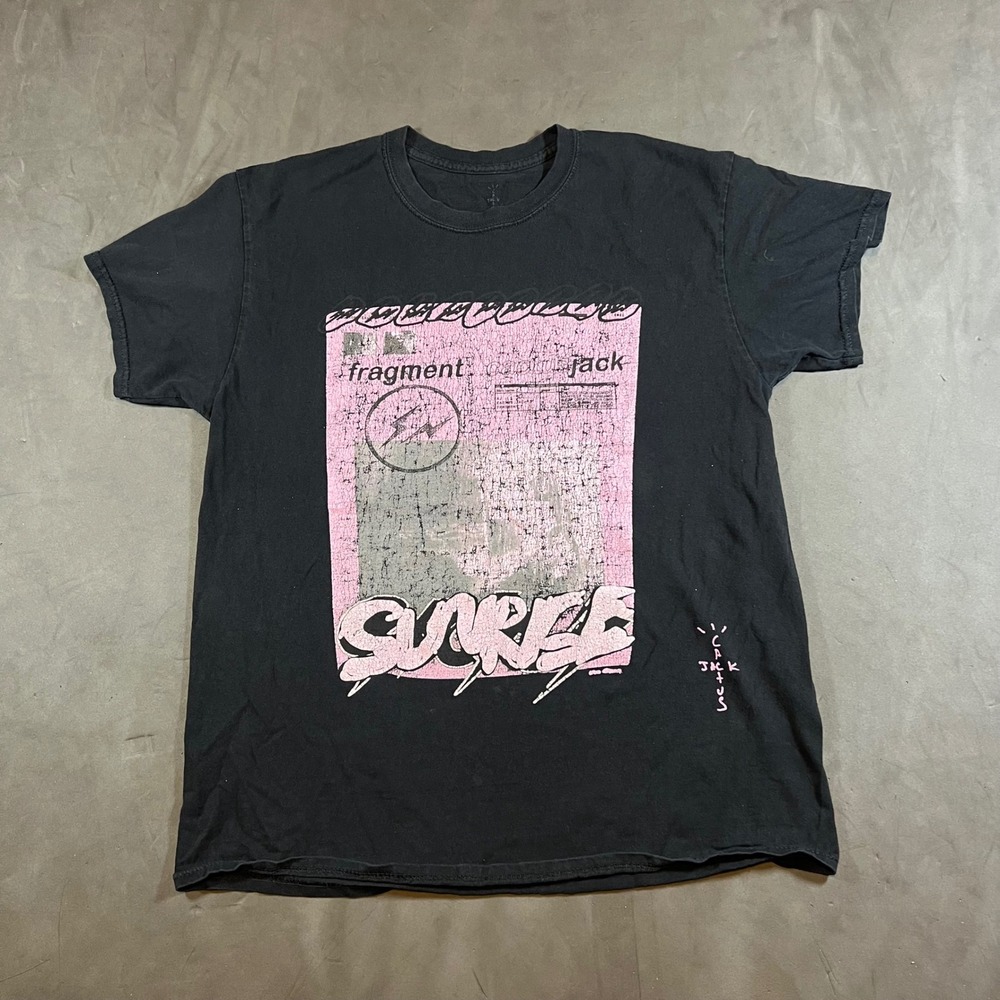 Travis Scott Cactus Jack Fragment Pink Sunrise T-Shirt Mens Medium Black Tee